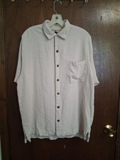 Tommy Bahama Shirt Mens XL Beige Silk Lady Luck Pin Up Casino Button Front