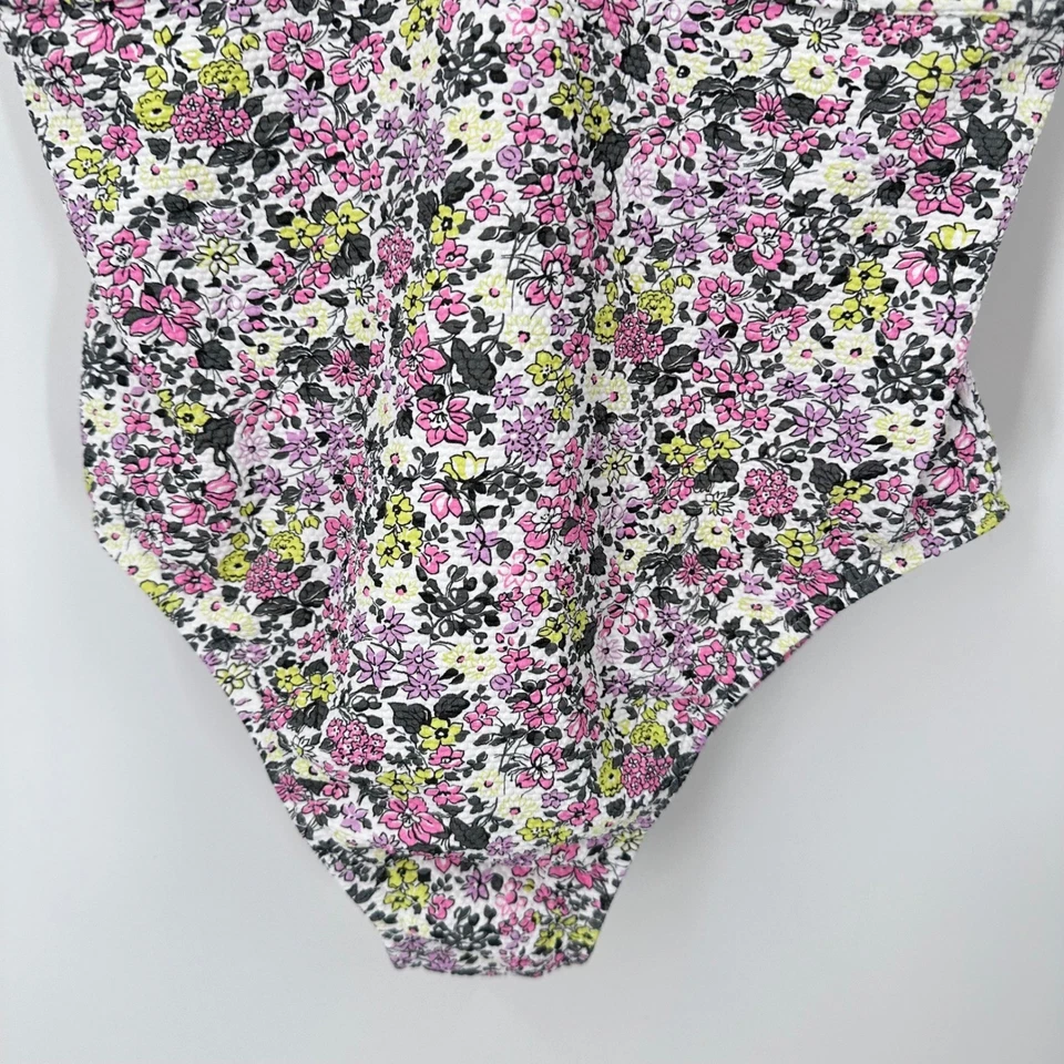 Traje de baño Lands' End Piqué con volantes de una pieza blanco multi ditsy floral 12 nuevo sin etiquetas Foto 3 de 4