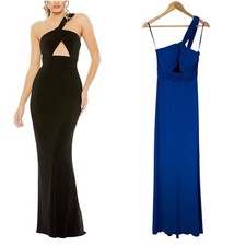 Mac Duggal NWT Asymmetrical Neckline One Shoulder Cutout Maxi Dress Blue Size 2