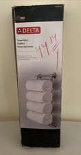 DELTA TOWEL RACK BRUSHED NICKEL FINISH HOLDS 4 TOWELS MISSING ONE SMALL SCREW