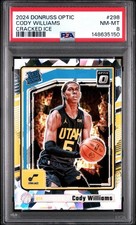2024 Donruss Optic Cody Williams Rated Rookie Cracked Ice Prizm /25 Psa 8 Jazz