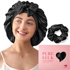 100 Mulberry Silk Bonnet for Sleeping Women, 6A 22 Momme, Large Double-Layer...