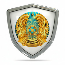 3D Domed Kazakhstan Coat of Arms Kazakh Flag Car Sticker Resin Emblem Badge