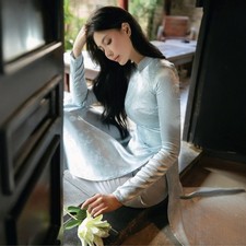 Traditional Aodai for women Vietnamese Long Dress with pants