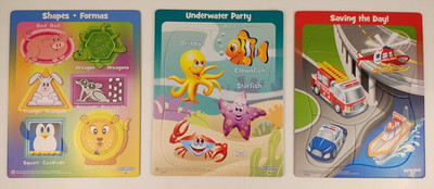 PLAY MONSTER Set of Puzzles -Total Of 3 Puzzles - Ocean/Rescue Vehicles/Shapes