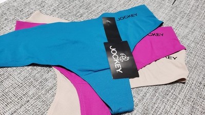 Jockey 3 pk Smooth Seamfree Soft Stretchy Thong Panty Assorted Colors Sz Med