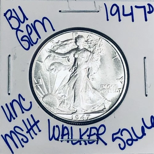 1947 D BU UNCIRCULATED WALKING LIBERTY SILVER HALFDOLLAR AUTHENTIC U.S.MINT 5266