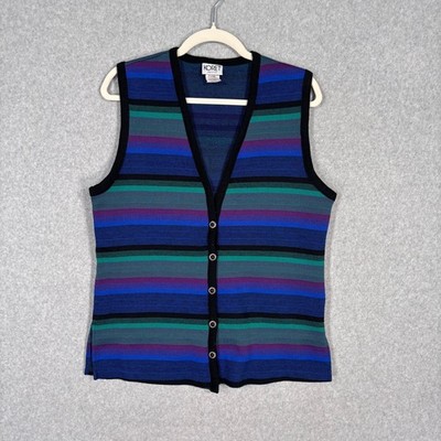 Vintage Koret Cardigan Sweater Vest Small Artsy Funky Loud Whimsical Quirky USA
