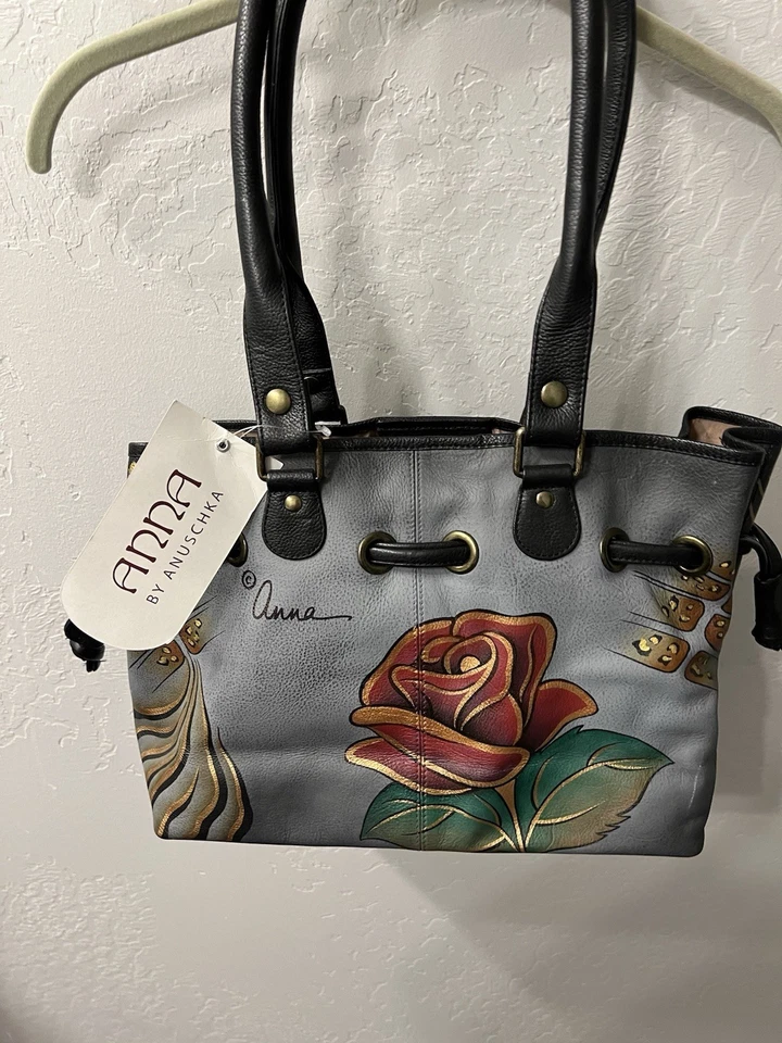 Nuevo bolso de mano de cuero pintado a mano Anuschka por Anna Foto 3 de 4