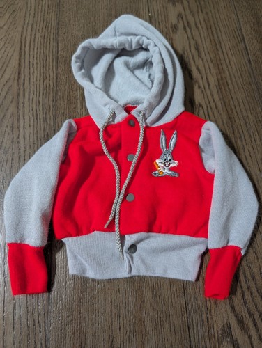 Vintage Looney Tunes 6 Months 80s Bugs Bunny Hoodie Sweater Rare Baby Kids 