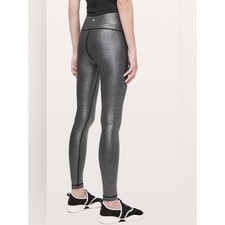Lululemon Wunder Under High Rise Tight Foil Luminosity Foil Print Black Silver 8