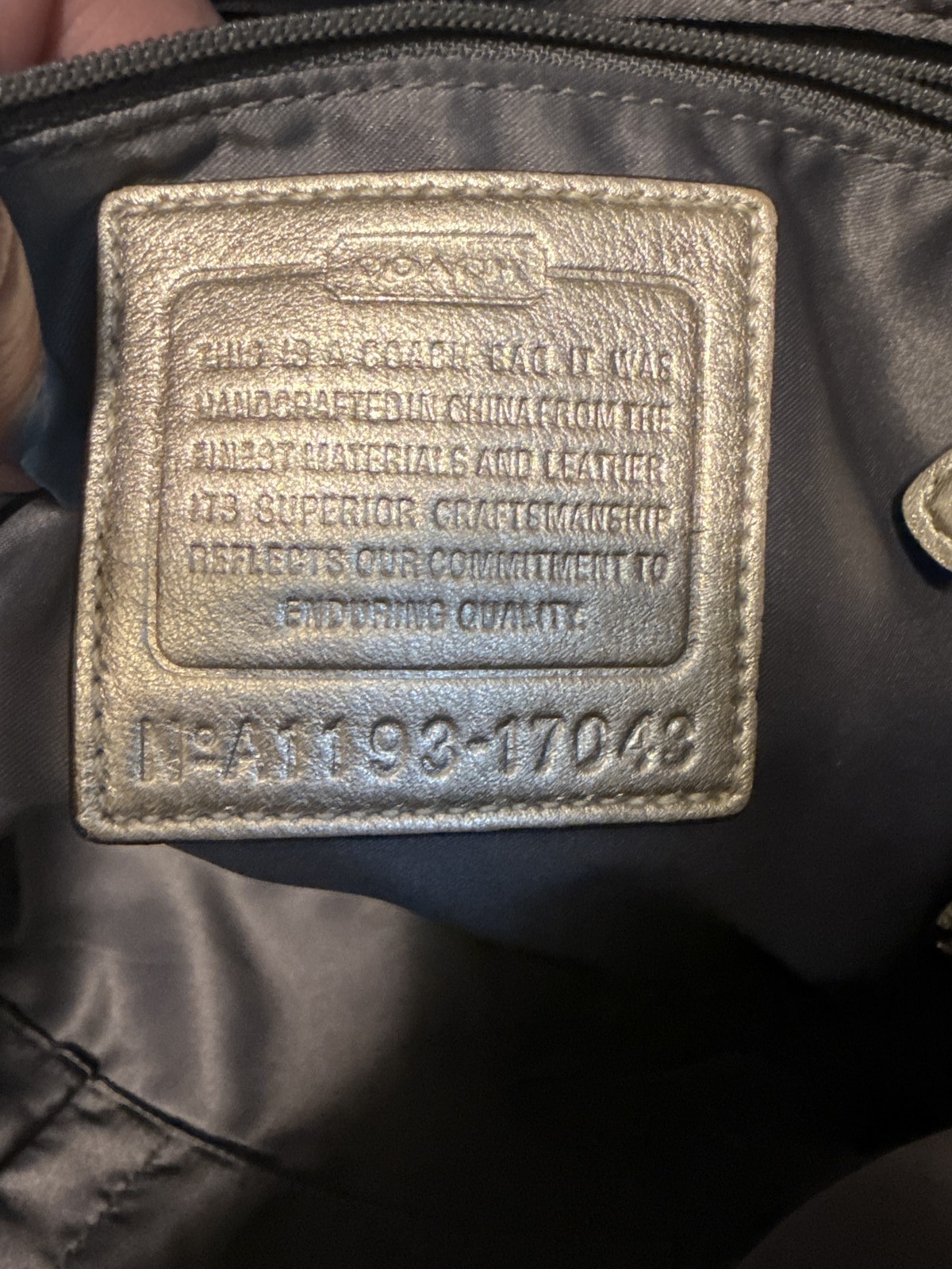 Coach Cream Beige Python Embossed Large C Logo To… - image 9