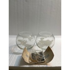 Globe World Map Glass Holders Set of 2 Floating Candle Holders