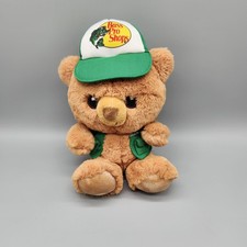 Bass Pro Shops Bear Plush Wearing Trucker Hat Green Brown Stuffed Animal Toy 9"