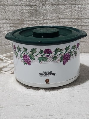 Rival Crock-Ette 1 Qt Slow Cooker 3205 Grapevine Crockpot with Lid Vintage Works