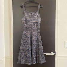 GUCCI Dress XS V Neck Sleeveless Flare Multi Color Navy Gray White