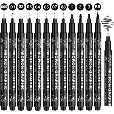 Fineliner Set 12 Stück schwarz  dünne Linienzeichnungen Kunstskizzieren Comics
