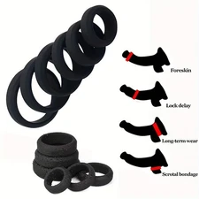 6Set Cock Rings Set Silicone Penis Ball Ring Rubber Erection Sex Toys for Men