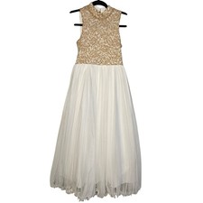 Speechless Kids gold white sequins long dress size 8 girls