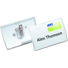 [8214-19] DURABLE Boite de 25 badges combi Epingle et pince Clickfold 5,4X9 cm