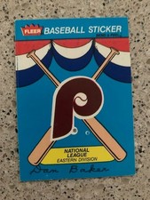 DAN BAKER PHILADELPHIA PHILLIES PA ANNOUNCER VET AND CBT SIGNED FLEER STICKER #3