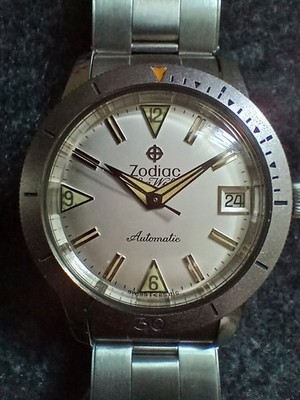 NOS Zodiac Sea Wolf 722-946 UNPOLISHED Ghost Bezel Original Tags Mint