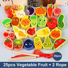 36Pcs Wooden Beads Threading Toy Montessori Educational Gift for Toddler Kids