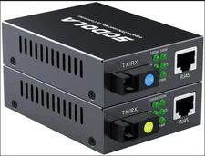 Sodola Black Ethernet Media Converter Pair of 1.25G/s Bidi Gigabit Single 2Pcs