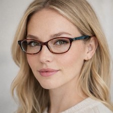 2X Lulu Guinness Eyeglass Frames L204 TOR Tortoise Havana Blue Cat Eye 57-15-135