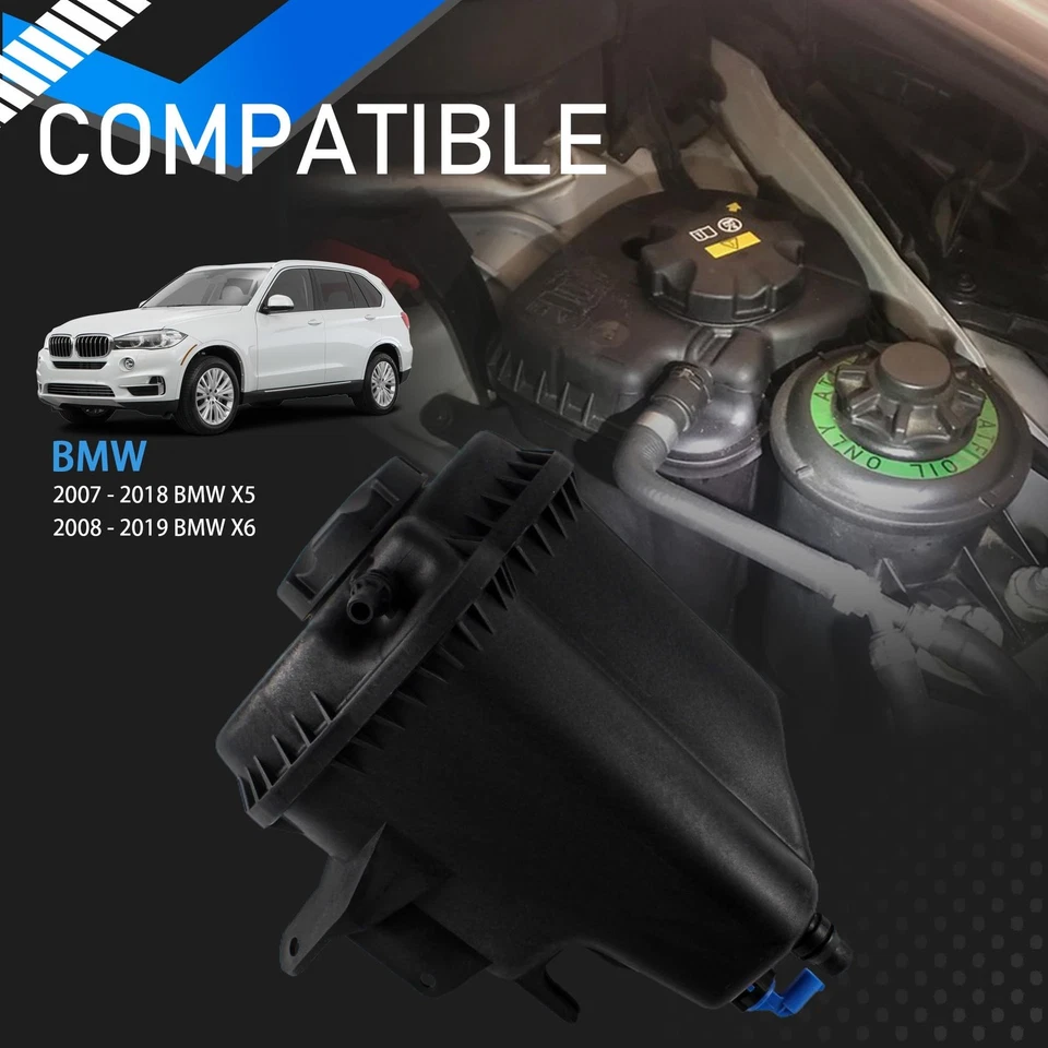 Engine Coolant Reservoir Tank with Cap Compatible with 2007-2018 BMW X5, 2008... - Image 3 of 4