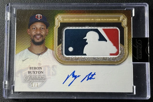 BYRON BUXTON 2023 TOPPS DYNASTY GAME-USED LOGOMAN PATCH AUTO MLB LOGO GOLD 1/1