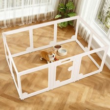 Clear Acrylic Dog Playpen Indoor with Door - Easy to Assemble Foldable Pet Pl...
