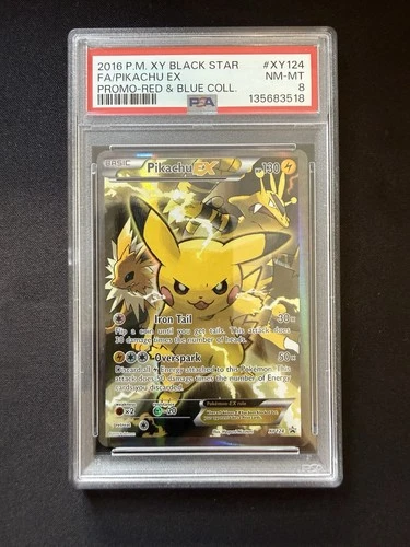Pokemon Pikachu EX Full Art 2016 XY Black Star Promo #XY124 PSA 8 NM-MT