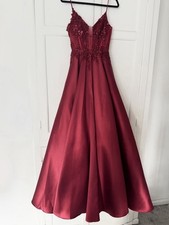 Portia Wine Satin Ballgown/prom Dress by Jessica Stuart. Size 10/12 (US 4)