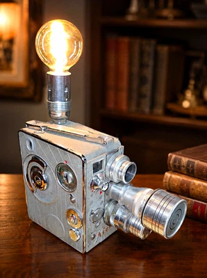Vintage Nizo Heliomatic Cine Camera Upcycled Table Lamp – Corded Statement Piece - Image 1 of 4
