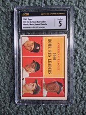 1961 TOPPS A.L. HOME RUN LEADERS COLAVITO, MARIS, MANTLE #44 CGC 5 EX