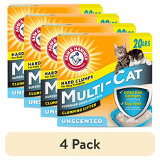 (4 pack) ARM & HAMMER Multi-Cat Clumping Litter Unscented, 20 lb 0.62 per pound