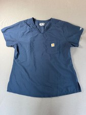 Carhartt Modern Fit Women  s Navy Blue Medical Scrub Top Size Large