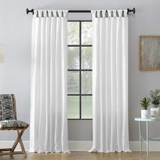 Archaeo 54870 Washed 100 Cotton Twist Tab Curtain, 52" x 63", White - New