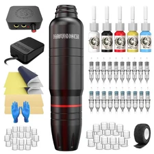 Tattoo Gun Kit Tattoo Kit with Cartridge Rotary Machine Kit Complete Pen Kit ...