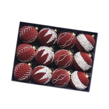 12x Velvet Christmas Balls Hanging Baubles Shatterproof Sturdy Flocked Christmas