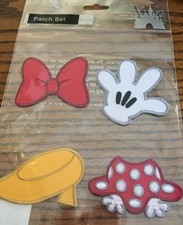 Disney Parks Minnie Mickey Mouse Glove Bow Shoe Skirt Stick or Sew On Patch Set