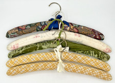 Vintage Padded Clothes Hangers Fabric Velvet Boudoir Lingerie Victorian Lot of 5