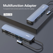 7 in 1 USB C HUB Multiport Type-C to USB3.0 Adapter HDMI Card Reader for Laptop