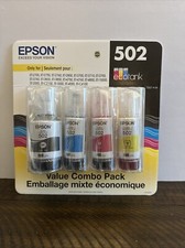 Epson 502 Ink 4-Pack Bottle Set BKCMY Exp 01/2027 ECOTANK Printers - New Sealed