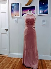 Pre-Owned Chiffon Bridesmaid Prom Formal Evening Dress Mauve Pink Size 6