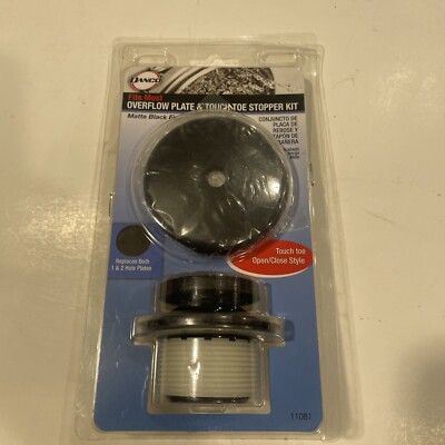 DANCO Touch-Toe Bath Tub Drain Trim Kit, Matte Black