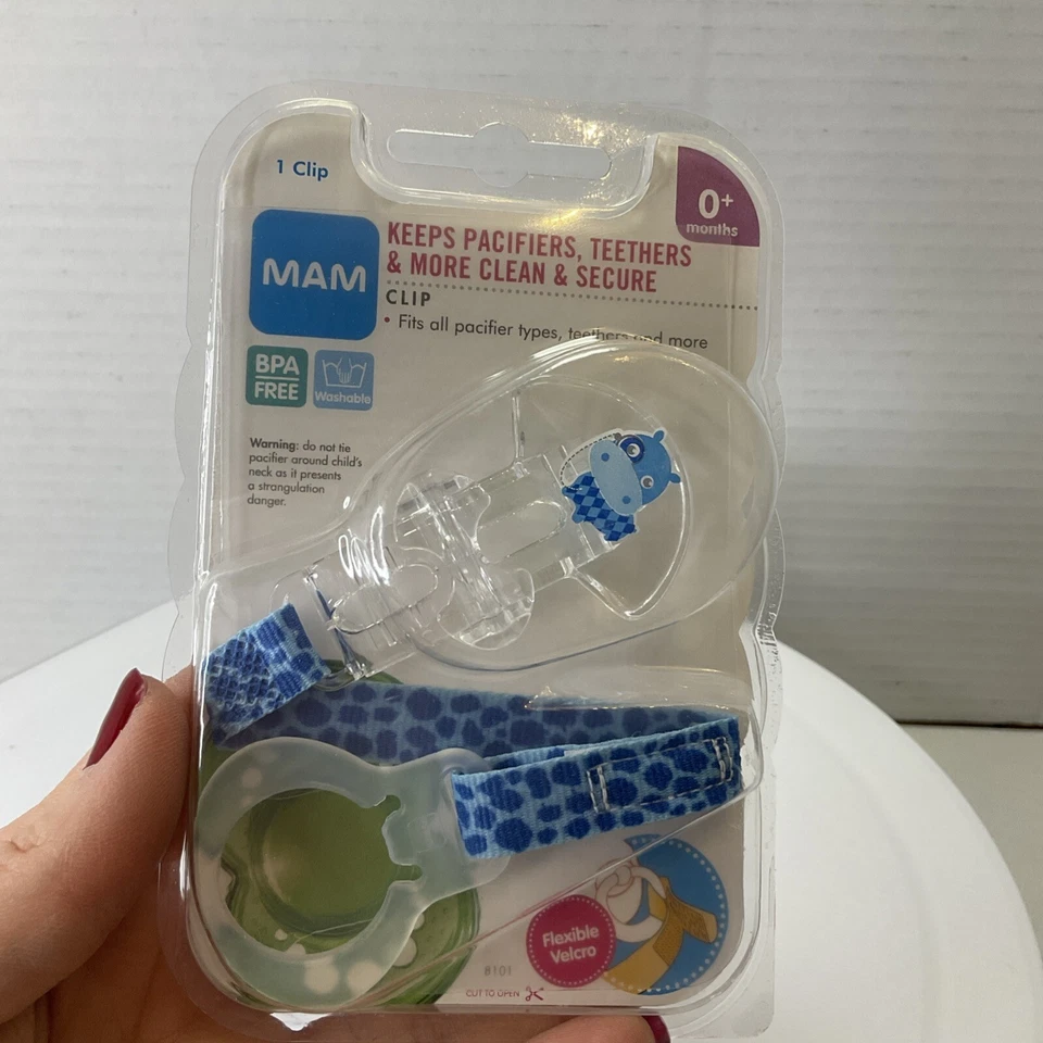 MAM Pacifier Teether Holder/Clip Blue Hippo Baby Infant Child BPA Free - Image 4 of 4
