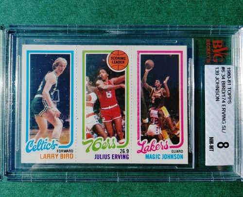 1980-81 Topps #6 Larry Bird Magic Johnson Julius Erving ROOKIE BVG 8 NM-MT