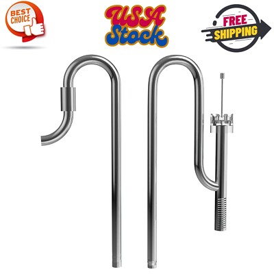 FZONE Aquarium Stainless Steel Skimmer Lily Pipes Inflow and Outflow with Spi...